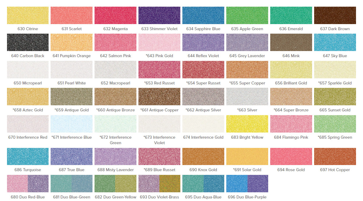 Metaliczne kolory proszków do rękodzieła, customizacji, personalizacji ubrań, biżuterii, dodatków, ozdób. Perłowe pudry do malowania ręcznego.