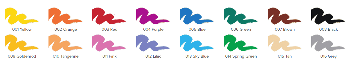 Karta kolorów dla pisaków do personalizacji tkanin JACQUARD.
