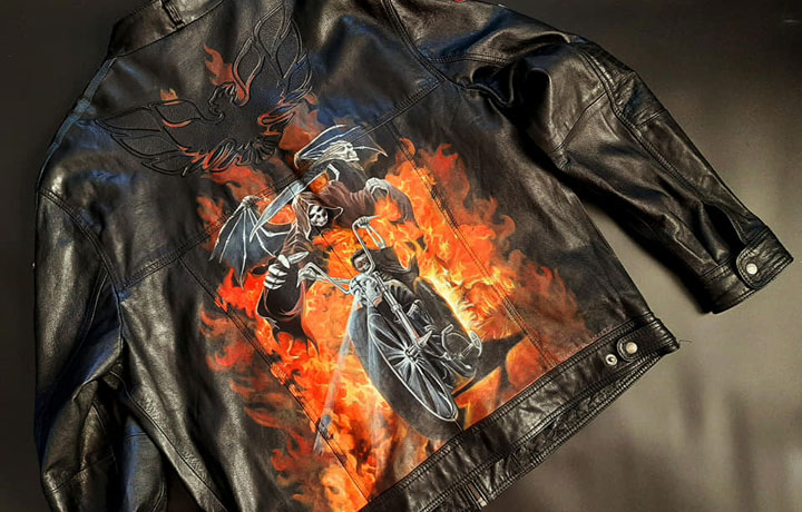 Custom Leather Jacket Glow by @colorful_jackets