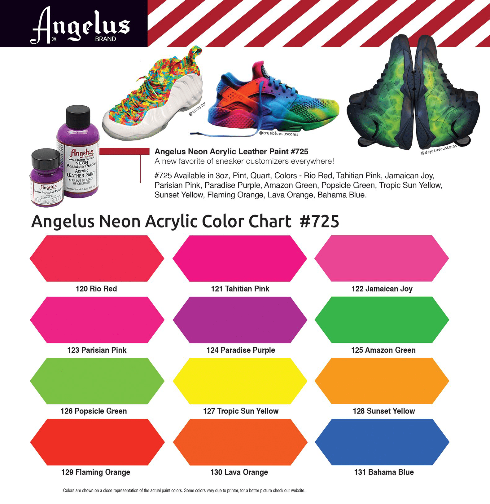 Angelus Neon Paint - karta kolorów