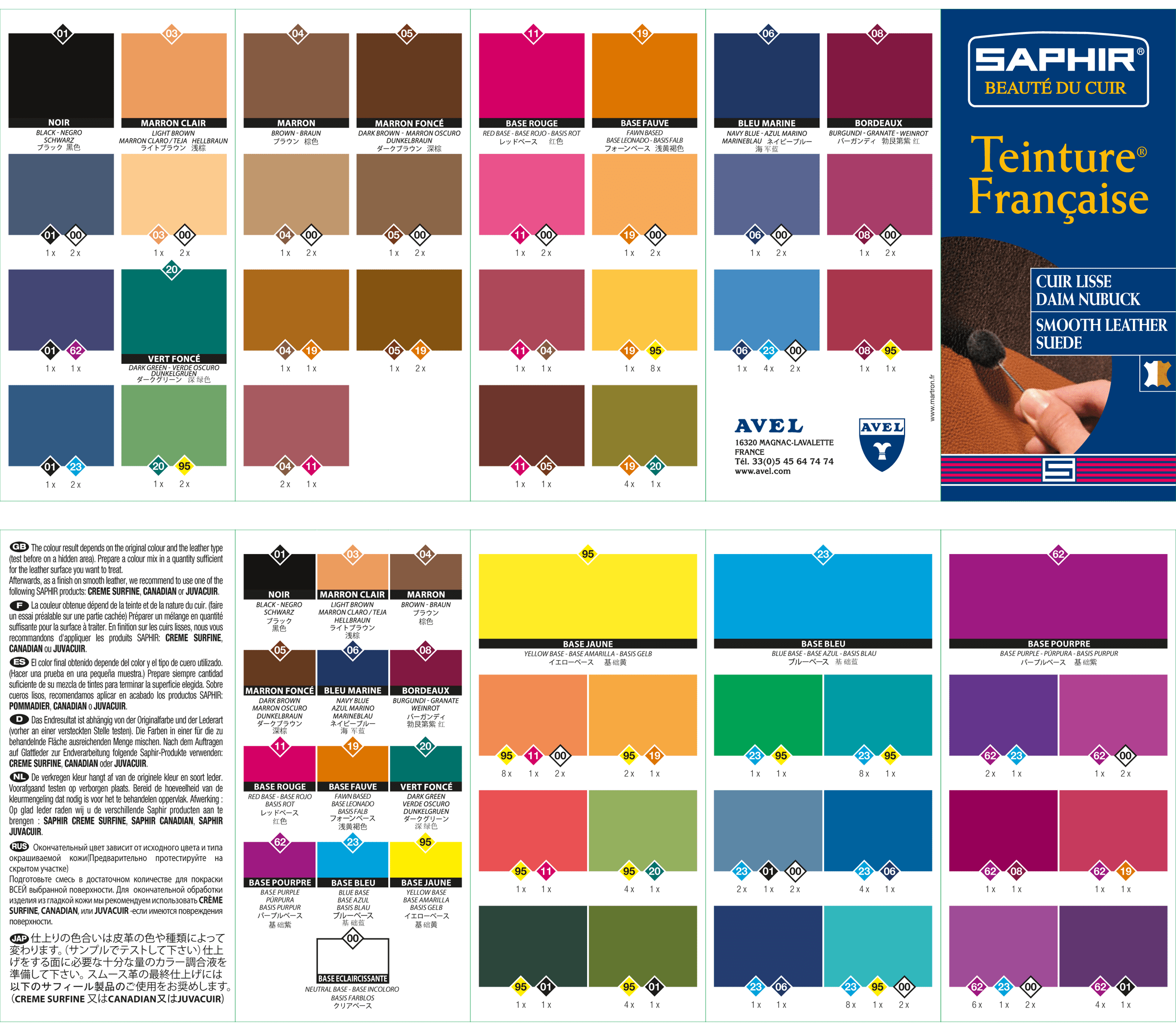 Saphir BDC Teinture Francaice - karta kolorów